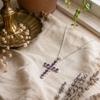 Indischer Andachtspendant - Versilbert (45cm Kette)- Amethyst-Kruzifix