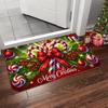 Christmas Candy Cane Kitchen Rug, Indoor Outdoor Flannel Non-Slip Soft Mat for Kitchen Office Bathroom Holiday Home Decor