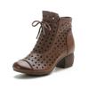 Fashion GKTINOO 2025 Summer Ankle Boots Genuine Leather Shoes Women Mid Heels Sandals Side Zip Boots Cutout Breathable Mujer Zapatos