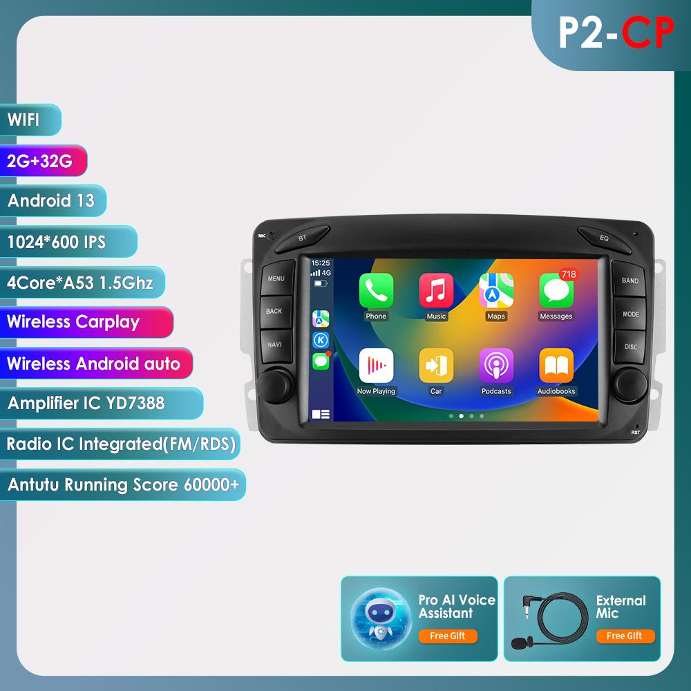 Hizpo 7" RDS Intelligent AI System Wireless CarPlay Android Auto Radio for Mercedes Benz CLK W209 W203 W463 W208 4G Car Multimedia GPS 2din Autoradio