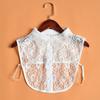 Women Lace Fake White Black Shirt Botton Collar Detachable Blouse Accessory