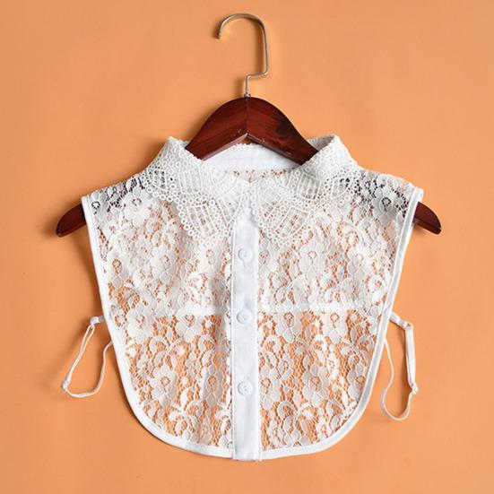 Women Lace Fake White Black Shirt Botton Collar Detachable Blouse Accessory