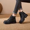 Women's large size soft elastic winter cowhide leather waterproof warm cold padded snow boots non-slip wear outdoor leisure sports Martin cotton boots