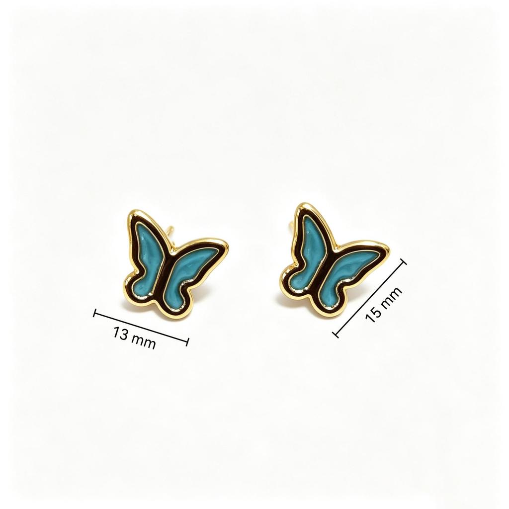 Fashionable Small Butterfly Drip Oil Stainless Steel Stud Earrings - Creative Daily Wear Jewelry
