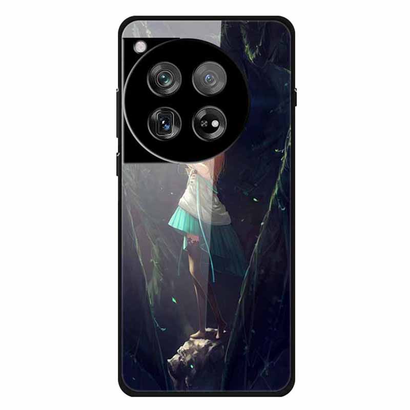 For OnePlus 12 5G Phone Case Pattern Printing Tempered Glass Shockproof Cover