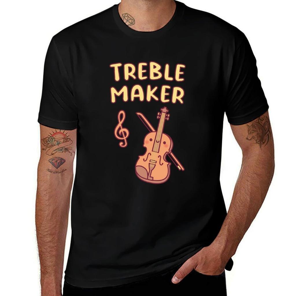 Cute Violin Treble Maker Music Pun Tshirt Basic Short Sleeve Tshirt For Unisex