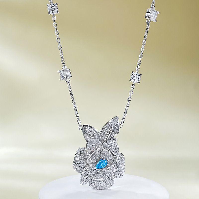 

Xiancan Jewelry 2024 Весна/Лето Розовое Ожерелье - Серебро 925 пробы Аквамарин Цветок Цепочка для ключиц 925 Silver