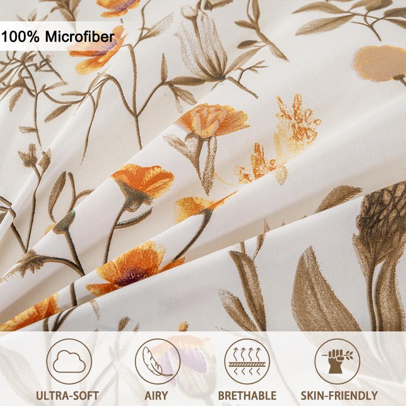 3pcs/set Leaf Floral Pattern Duvet Cover Set(1 Duvet Cover & 2 PillowcaseSoft And Skin-Friendly Duvet Cover Bedding Set For