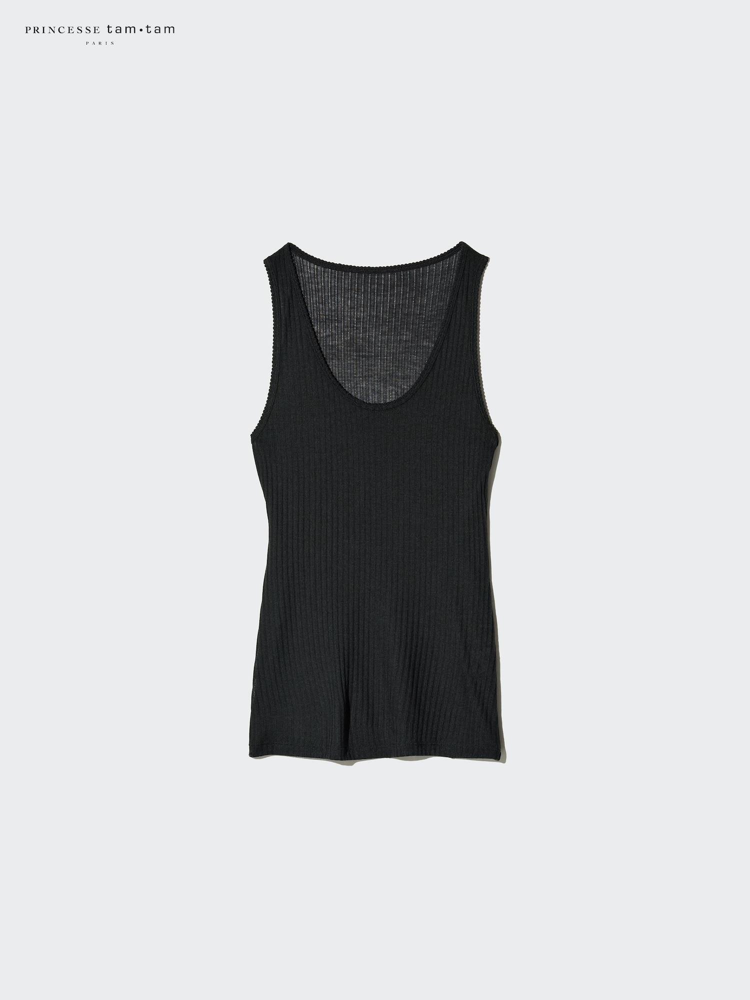 

Uniqlo Майка Heattech с кашемиром и ажурным узором 09 BLACK/S