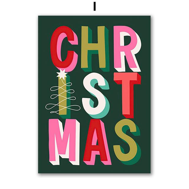 Christmas Tree Girl Santa Claus Car Gift Party Wall Art Canvas Painting Nordic Posters Prints Picture For Living Room Home Decor