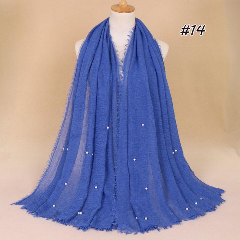 New Plain Crinkled Cotton Muslim Hijab Scarf Women Ladies Scarfs Shawls Head Wrap Pearl Beads Head Scarves Soft Muffler Stole
