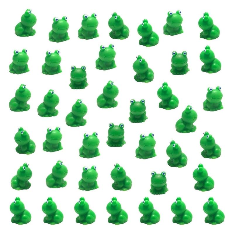 50Pcs Miniature Resin Frog Figurines Miniature Landscape Miniature Garden Frog Ornaments Frog DIY Craft Decorative Ornaments