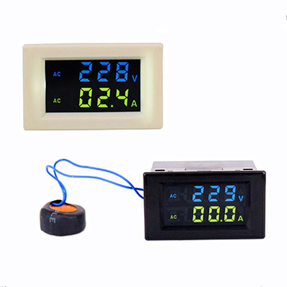 Digital Voltmeter Ammeter LCD Screen 2 in 1 Digital AC Voltage Current Meter with Transformer for Automotive Electric Cars Color: Black