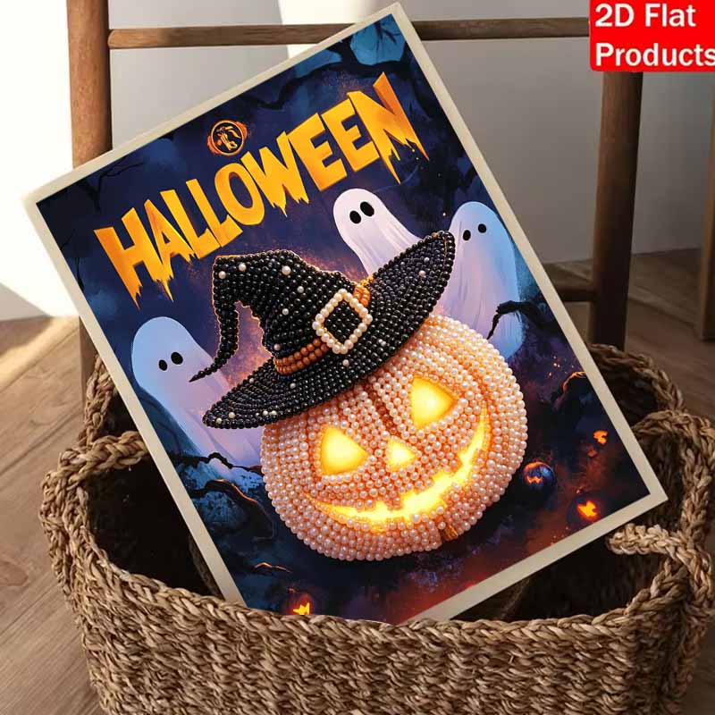 Halloween pearl painting handmade diy art pumpkin pearl home decoration painting