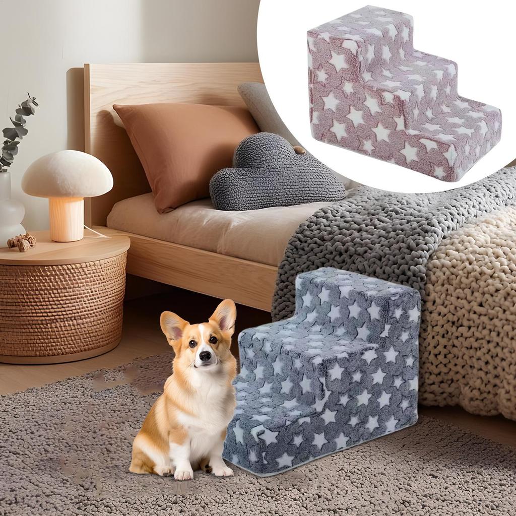 Hundetreppe 3 Stufen Hundetreppen für kleine Katzen Klettern Abnehmbare Rutschfeste Kletter-Haustierrampe Waschbare Katzenleiter für Stuhl Sofa