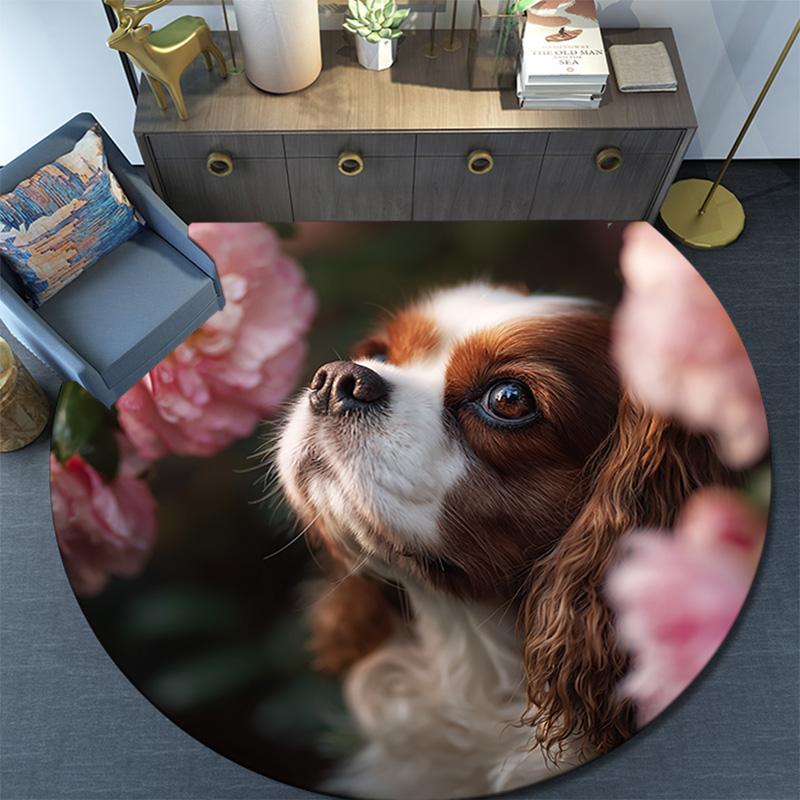 Bernese Mountain Dog Round Area Rug,Carpet Rug for Living Room Bedroom Sofa Playroom Decor,Non-slip Floor Mat