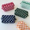 Colorful Checkerboard Plush Clutch Makeup Bag Large Capacity Cosmetic Storage Bag Skincare Organizer Toiletries Bag