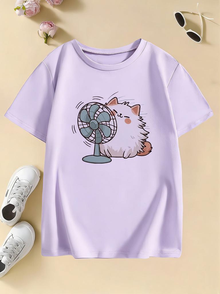 Cartoon Animal Funny Fan Cat T Shirts Shirt Sleeve Kids Childrens Tshirt Boys Girls Summer Spring Casual Top Tee Shirt