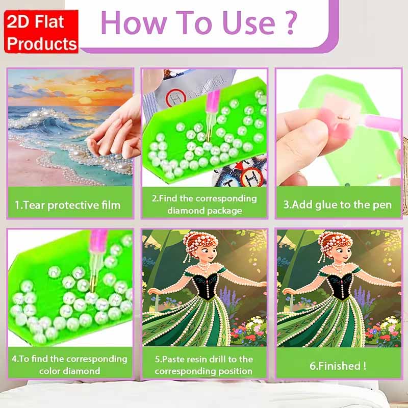 Disney Pearl Painting Frozen Anna Handmade DIY Pearl Gem Painting Pictures Crafts Special Shape Home Wall Decoration