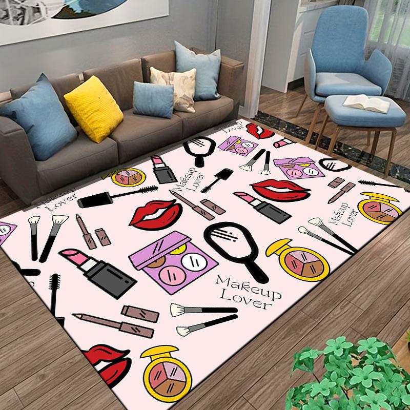 15 Sizes Hand painted makeup and cosmetics  Room Rug Street Fashion Carpet for Bedroom Living Room Floor Mat Home Decor Non-Slip