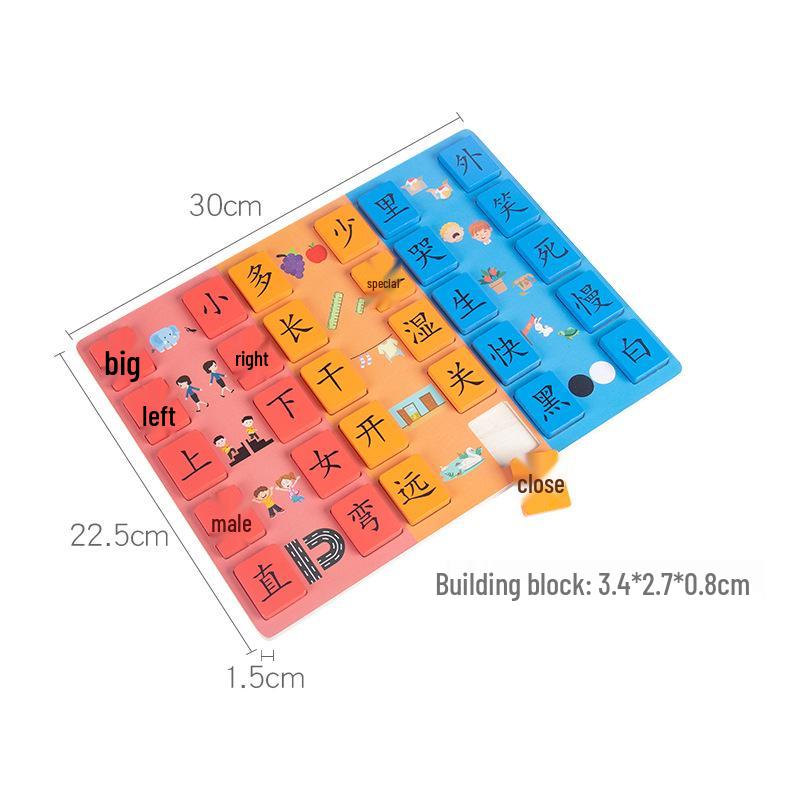 Chinesische Schriftzeichen Antonyme Lese-Rätsel für Kinder im Alter von 3-6 Jahren: Lernspielzeug für den Kindergarten