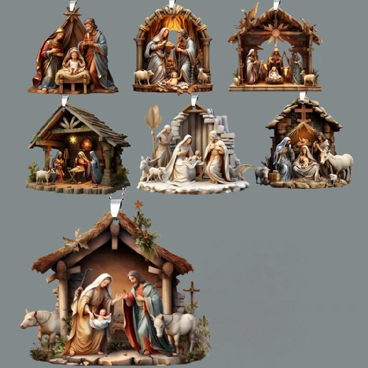 2pcs Acrylic Wall Decors Smooth Surfaces Nativity Scene Pendant Easy To Clean For Stylish Indoor Environment Accessories