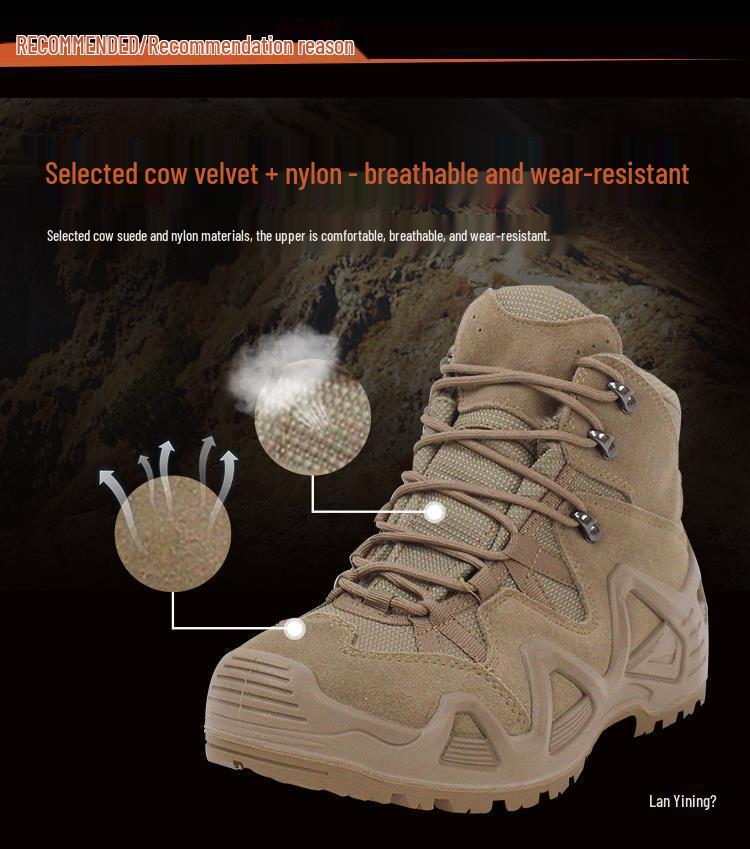 US Army Desert Waterproof Anti-Stab Combat Boots - Non-Slip Tactical Hiking & Mountaineering Shoes for Spring & Autumn