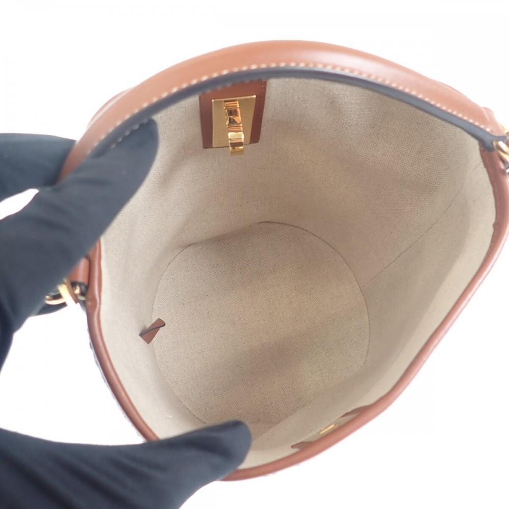 CELINE  197572ERF.01WB Shoulder Bag White Canvas/leather Women