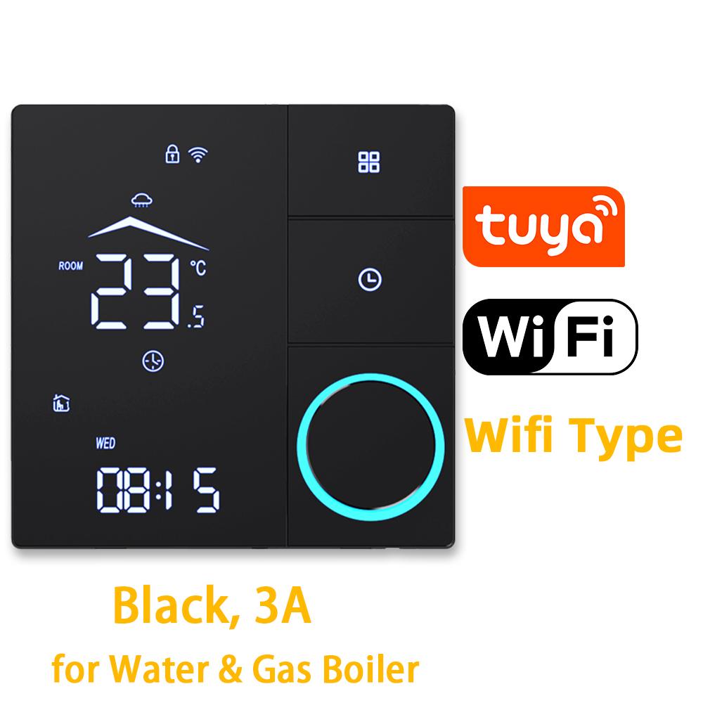 

NEW Smart Knob WiFi Temperature Controller 90~240V 3/16/25 A Work with Water/gas Boiler Underfloor Heating Thermostat Water Gas Boiler 3A чорний