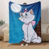 1pc Disney Aristocats Marie Cat Moonlight Night Scene Throw Blanket Soft Blanket for Home Decor, Couch Cover, Travel