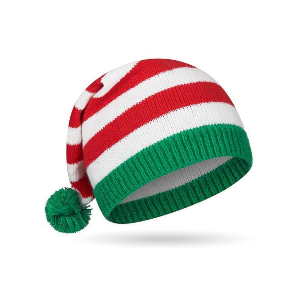 Cross-Border Knitted Christmas Hat for Adults - Warm, Fashionable with Bell Pom Pom