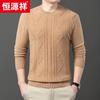 Hengyuanxiang Men's Cashmere Blend Round Neck Sweater