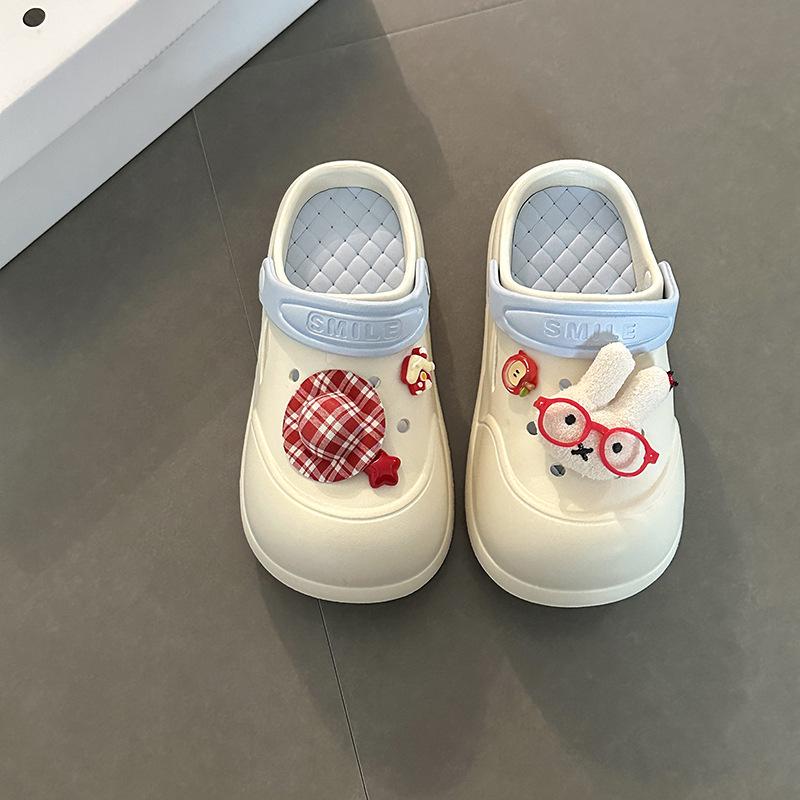 Cute Cartoon Miffy Rabbit Two Wearing Hole Shoes Women's Summer Platform with Skirt Non-slip Outer Bag Head Sandals