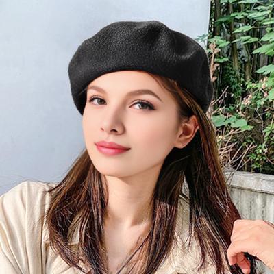 Women Beret Vintage Solid Color Painter Hat Wool Blend French Style Artist Cap Lightweight Headwear for Party Outdoor