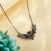 Halloween Gothic Female Round Red Stone Skeleton Bat Pendant Necklace Black Color Wedding Jewelry For Women