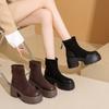 Retro Shoes Women's Shoes, New Thick-soled, Height-increasing, Thick-heeled, Slim Ankle Boots