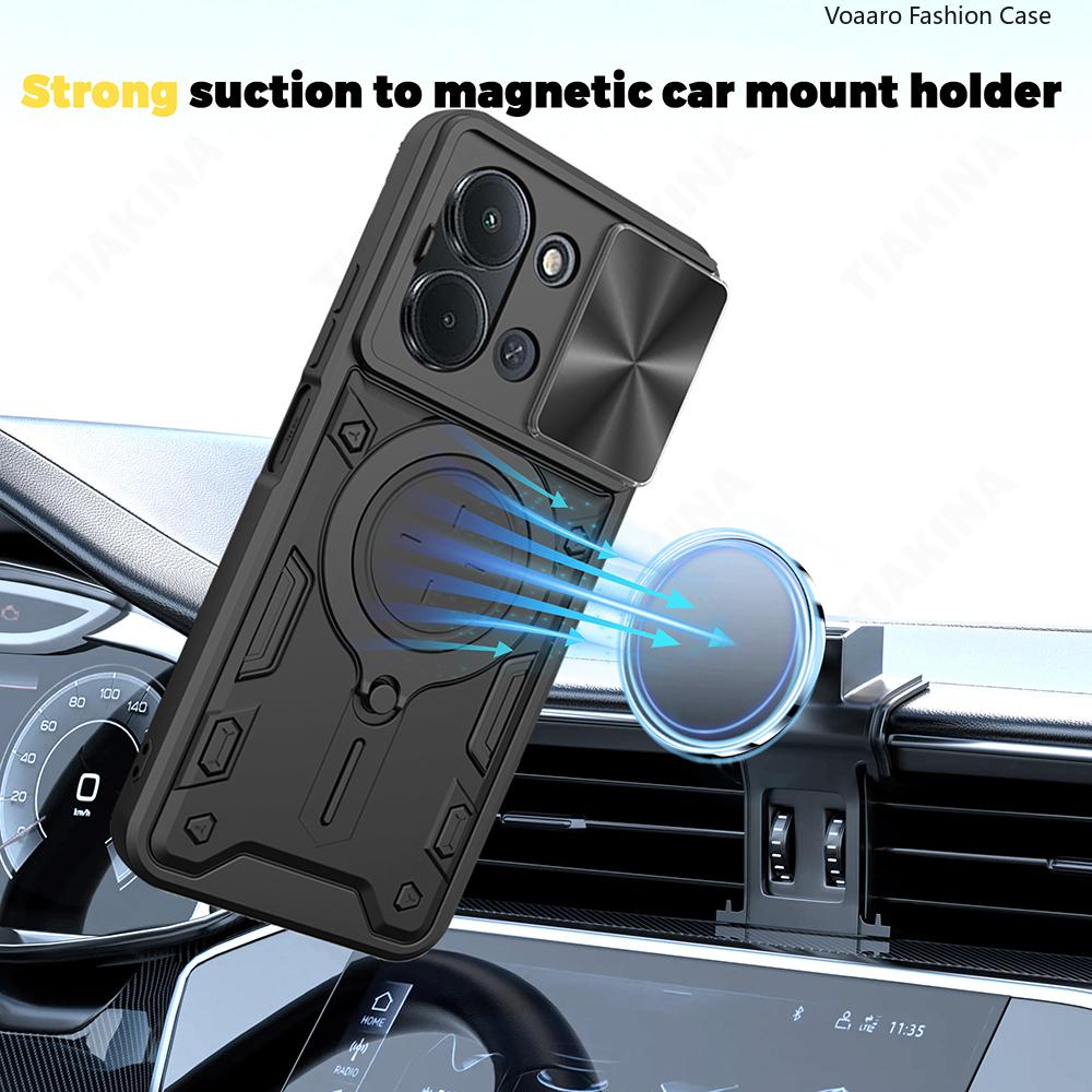 Slide Lens Armor Funda for Xiaomi Redmi 15C 171mm Case for Redmi 15C EU 173mm Case Magnetic Ring Stand Holder Cover Back Capa