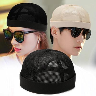 Letná sieťovaná čiapka bez šiltu v štýle melónovej šupky: Unisex Retro Hip-Hop, Tenký & Priedušný.