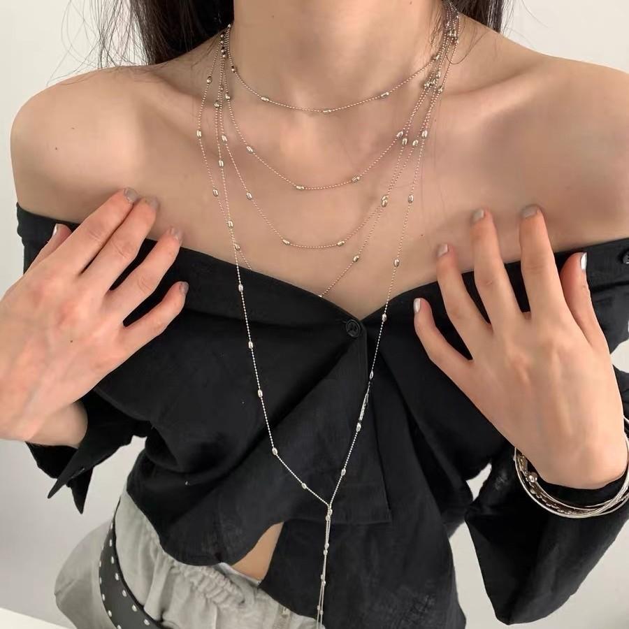 Geometric Copper Necklace With Tassel Pendant For Women Men Stylish Summer Accessory