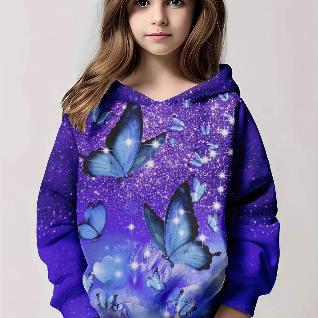 Dětské Oblečení Dívčí Mikiny Dlouhý Rukáv Krásný 3D Potisk Motýlů Dětské Jarní Podzimní Oblečení Neformální Venkovní Dívčí Oblečení Topy
