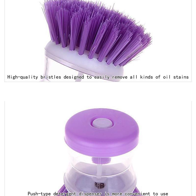 Kitchen Wash Pot Dish Brush Washing Utensils With Washing Up Liquid Soap Dispenser Household Cleaning Accessories