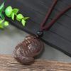 Hand-carved mahogany necklace retro femininity long autumn and winter sweater chain cotton and linen accessories