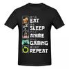 Unisex Eat Sleep Anime Gaming Repeat Trendy T Shirt Streetwear O-neck Cotton Anime Shirt