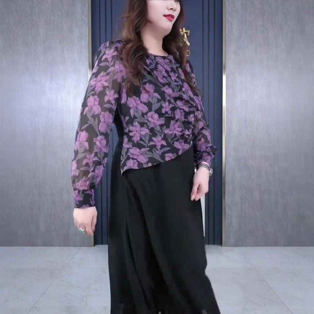 Rochie de Primăvară din Șifon Imprimat Mărimi Mari pentru Femei de Vârstă Mijlocie - Casual, Fluidă, Elegantă