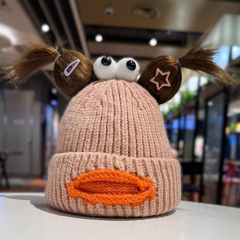 Cute Funny Knit Hat Women Street Snap Winter Thick Warm Ear Protection Cap