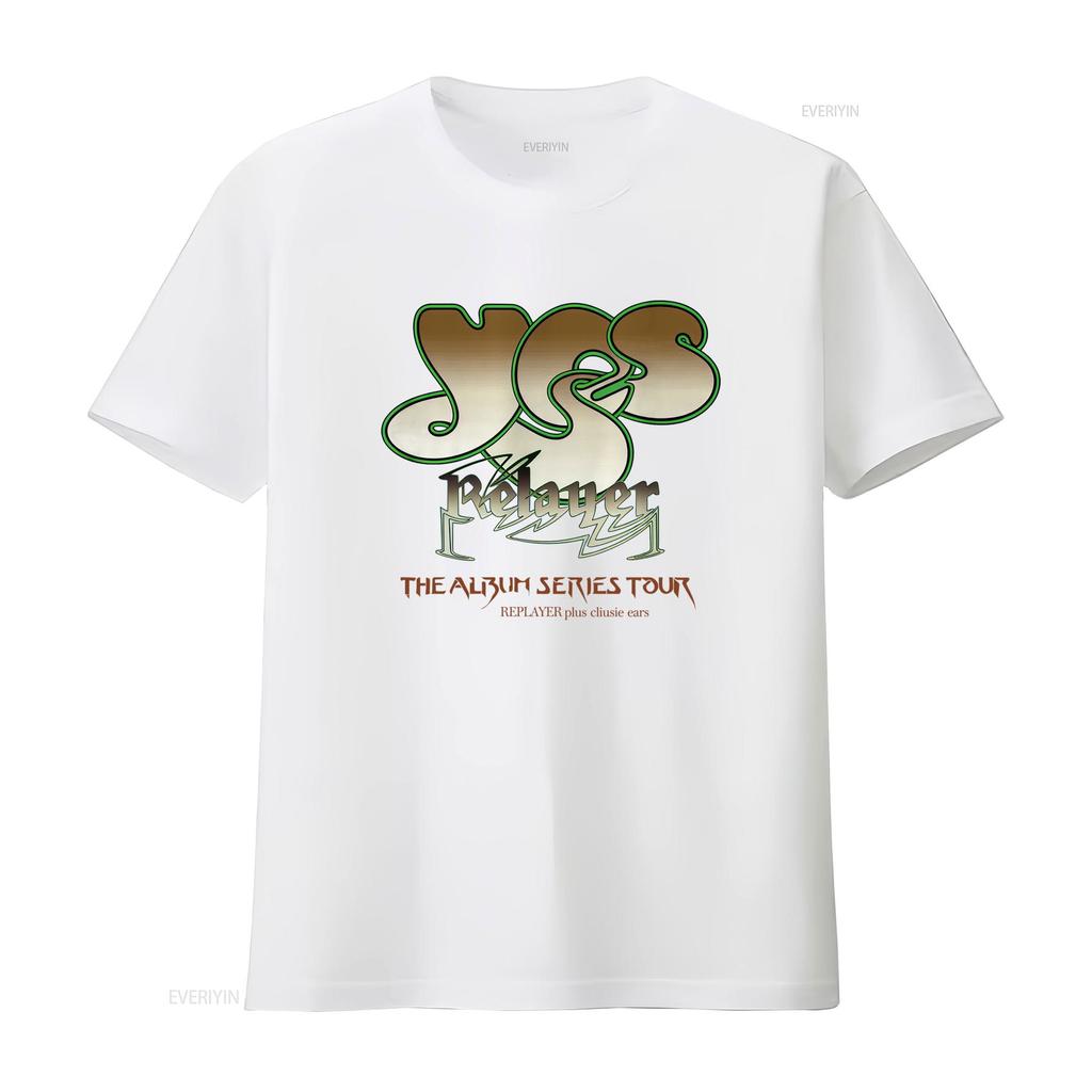 Bawełniany T-shirt Tak Muzyka Relayer Seria Albumów Trasa Jon Anderson Steve Howe Zespół Nadruk Fani Rocka vintage Prany Stylowy