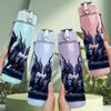 1PC Twin Dark Fire Dragon Fantasy Print 750ml Color Plastic Sports Water Bottle Leakproof Flip Straw Lid Suitable for Sports Office Home Use