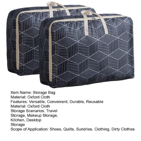 2Pcs Storage Bag Large Capacity Moving Bag Waterproof Quilts Clothes Storage Bags with Strong Zips
