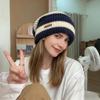 Stripe Beanie Cap for Women Winter Thick Needle Knitted Hat Vintage Hip Hop Female Slouchy Hats Casual Streetwear Hat