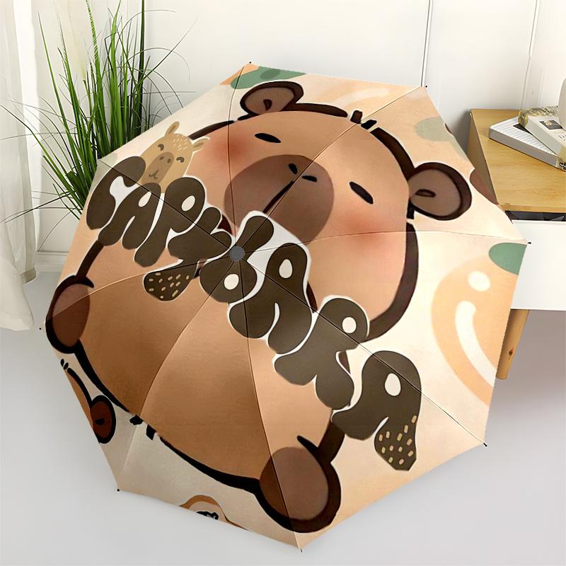 Capybara Themed Travel Umbrella-8 Ribs Automatic Opening and Closing, Portable Folding Design, Compact and Stylish Umbrella Suitable for Out